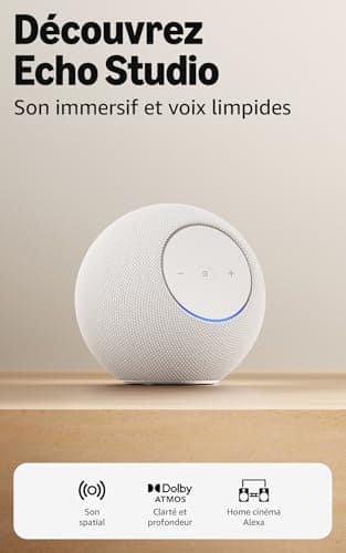 Amazon Echo Studio (newest gen), compact design, immersive spatial audio and Dolby Atmos, Glacier White - Image 2