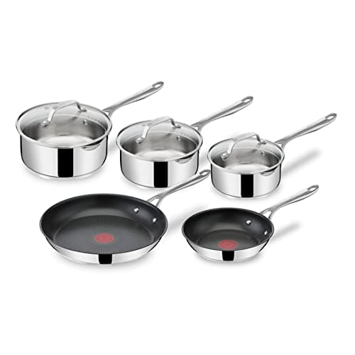 Tefal Jamie Olivers Cook's Direct Inox 8 Piece Cookware Set, 2 Frying Pans, 3 Saucepans + Lids, Non-Stick Coating, Cooking Indicator, Riveted Safe Handle, Induction E304S544 - Image 3