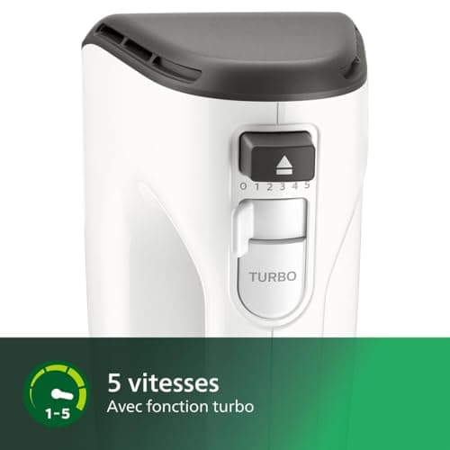 Philips 5000 Series Mixer - Power 450 W, Tapered Whisks for Aerated Dough, 5 Speeds + Turbo, Easy Ejection of Accessories, Cord Clip (HR3741/00) - Image 7