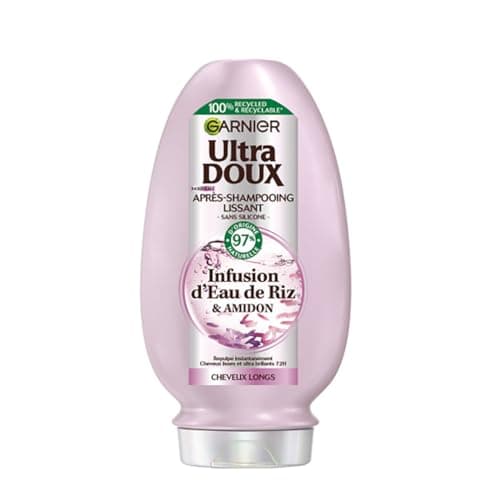 Garnier Ultra Doux - Après-Shampooing Lissant Douceur & Brillance à l'Infusion d'Eau de Riz - Cheveux Rebelles et Indisciplinés - 200 ml - Image 3