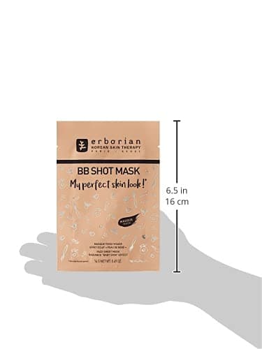 Erborian BB Shot Mask, Masque en Tissu Visage, Effet Éclat "Peau de Bébé", Soin du Visage Coréen, Transparent, 14 g - Image 7
