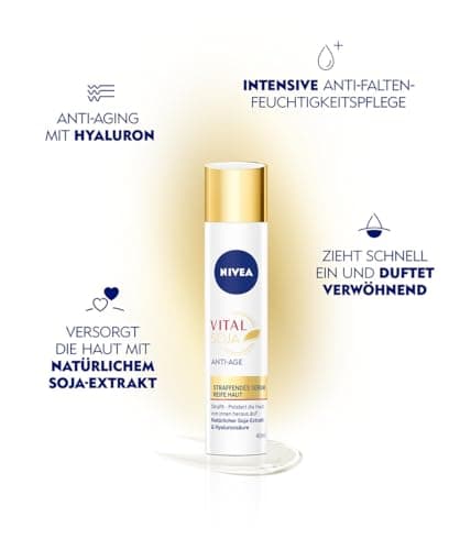 NIVEA Vital SOJA Sérum raffermissant anti-âge, sérum hydratant intense pour peaux matures à l'extrait naturel de soja, soin du visage raffermissant à l'acide hyaluronique (40 ml) - Image 3