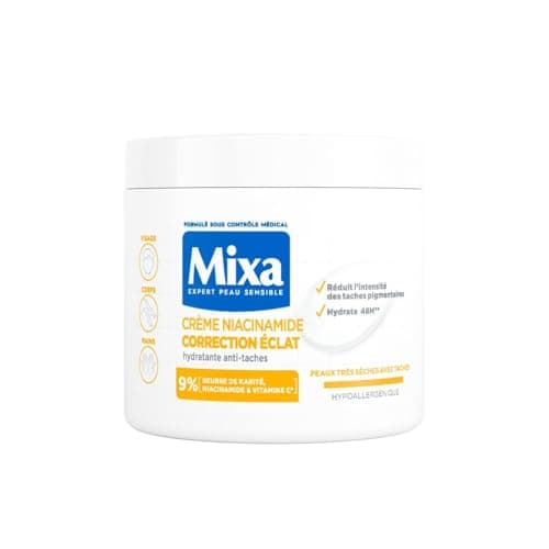 Mixa - Crème Niacinamide Correction Éclat - Crème Hydratante Anti-Taches au Beurre de Karité, à la Niacinamide et à la Vitamine C - Adaptée au Visage, Corps et Mains - Hypoallergénique - 400ml - Image 2