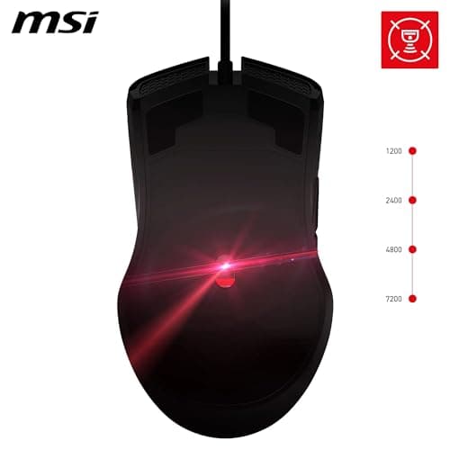 MSI Forge GM300 7-Button Optical Mouse with Scroll Wheel, 1000/1600/3200/6400 dpi, 10M+ Click Lifespan Switches, Dragon RGB LED Light Effects and Braided Cable - Image 8