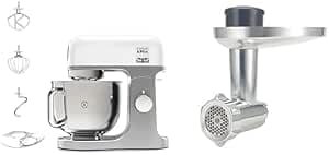 Kenwood KMX750WH, Multifunctional Pastry Processor, Steel Bowl 5 L, 1000 Watts, White, Compatible with KAX950ME Butcher Chopper in Brushed Aluminium, 25 x 16 x 25 cm