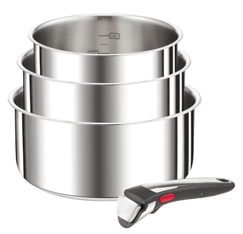 Tefal Ingenio Set of 4 Pans 16/18/20 cm + 1 Removable Handle, Induction, Stainless Steel, Stackable, Space-Saving, Preference On L898S334 - Image 3