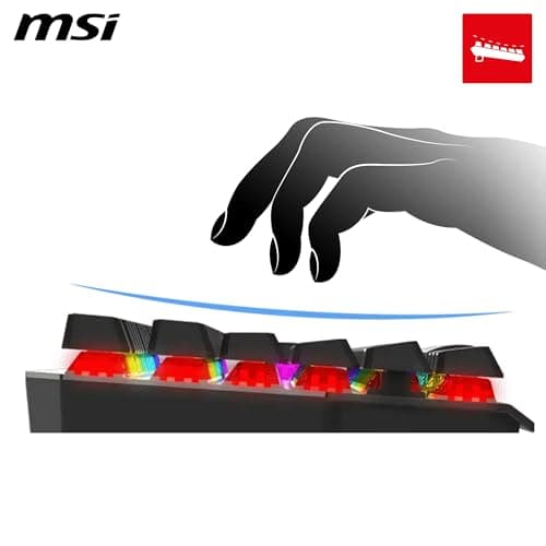 MSI Strike 600 Silent FR Silent Gaming Keyboard – Kailh Midnight Pro Silent Touch Switches, Ergonomic Keys, Non-slip Base, RGB Mystic Light per Key, USB 2.0 – Full Size - Image 5