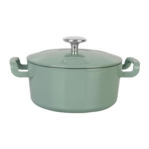 Sitram 715404 Sitrabella Casserole Dish Round Enamelled Cast Iron Diameter 20 cm - 2.5 Litres - Enamelled Exterior Sage Green Interior White - All Heat Sources Including Induction - Ideal Meal for 2-3 - Image 3