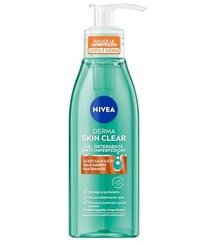 NIVEA Derma Skin Clear Gel nettoyant pour le visage contre les imperfections 150 ml Nettoyant visage pour peaux grasses et mixtes avec acide salicylique, sel de mer et niacinamide, nettoyant pour le - Image 2