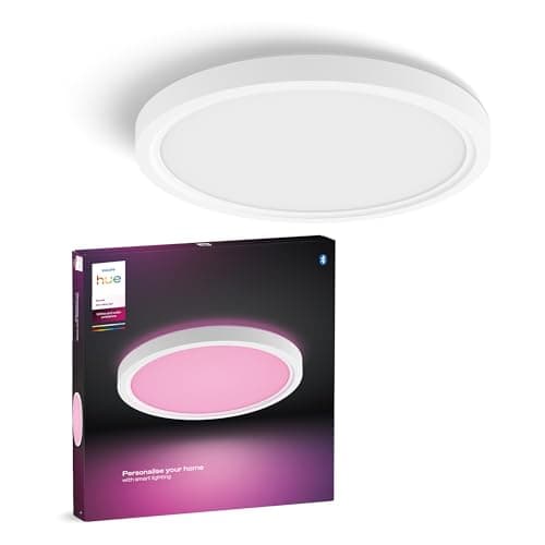 Philips Hue Devote Connected LED Panel, White and Color Ambiance, Round 30 cm, 16.6 W, 2000 Lumens, White Frame for Indoor Lighting, Ceiling, Living Room, Kitchen, Hallway - Image 2