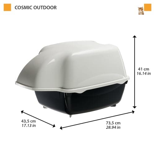 Ferplast Bac Litiere pour Chat, Maison de toilette pour Chat, pour l'extérieur, Résistant à la pluie, 43,5 x 73,5 xh 41 cm, COSMIC OUTDOOR Grand bac à litière pour chat, Noir - Image 4