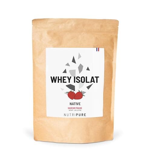 Nutripure | Whey Isolate Native Powder | Milk Protein Food Supplement | Muscle Development & Bodybuilding | 85% Protein, 19% BCAA, 40% EAA | Strawberry | 750g | France - Image 3