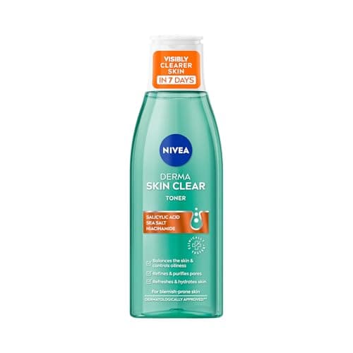 NIVEA Derma Skin Clear Toner (200 ml), tonifiant nettoyant et hydratant, toner à l'acide salicylique enrichi en niacinamide pour rééquilibrer la peau et éliminer les impuretés - Image 2