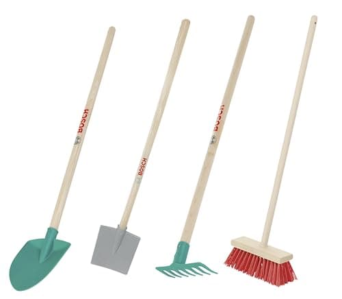 Theo Klein 2794 Bosch Long Handle Tools I Consisting of a Shovel, Leaf Rake, Rake and Broom I Toy for Children from Three Years Old - Image 2