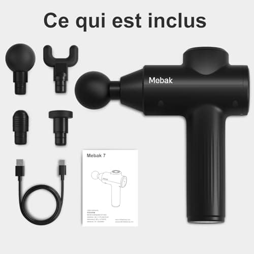 Mebak 7 Massage Gun 5-Speed Deep Tissue Massage Gun Portable Electric Massager Device Quiet Relaxing Muscles and Relieves Back and Thigh Pain - Image 8