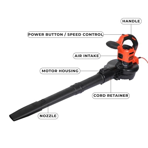 BLACK+DECKER 3000W Leaf Blower, Vacuum and Grinder 3-in-1 with 72L Collection Backpack, BEBLV300-QS - Image 7