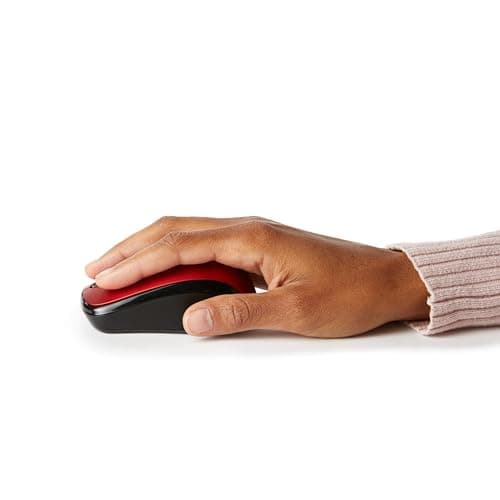 Amazon Basics Wireless Computer Mouse with USB Nano Receiver - Red - Image 4
