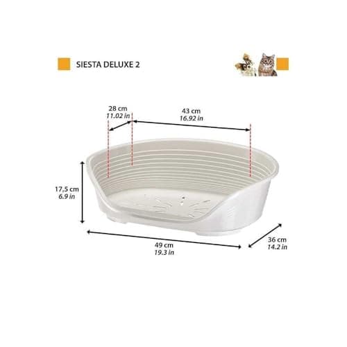 Ferplast Niche pour Chien et Chat Niche pour chien extra petite 100% plastique recyclé Niche pour chien lavable, respirante et antidérapante Siesta Deluxe, 43 x 28 xh 17,5 CM, Gris - Image 4