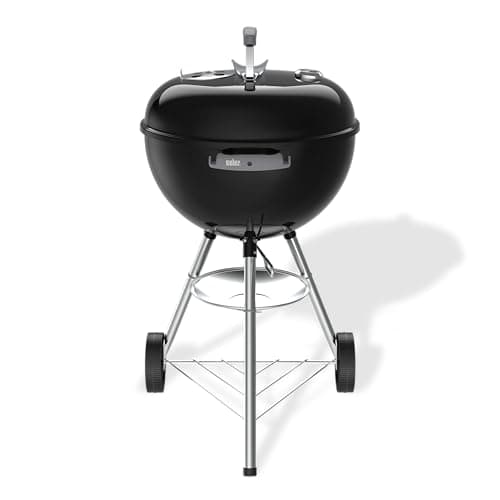 Weber Original Kettle Charcoal Barbecue Kettle with Enamelled Steel Lid and Bowl 47 cm Grill, One-Touch Cleaning System, Built-in Thermometer, Tripod with Wheels, Black - Image 3