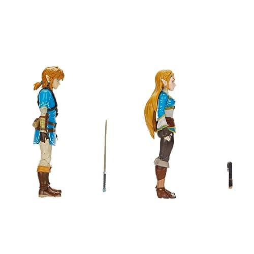 Nintendo Zelda - Pack of 2 Link and Zelda Action Figures - 11 cm - 20 Points of Articulation - Official Zelda Breath of The Wild - Sheikah Tablet and Soldier Sword Accessories - Ages 3+ - Image 4
