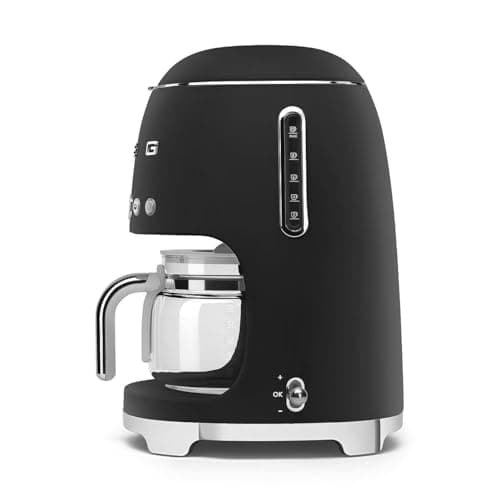 Smeg, DCF02BLMEU Filter Coffee Maker, Aroma and Autostart Function, Glass Jug Up to 12 Cups, 2 Levels of Intensity, Keep Warm Mode, 1050 W, Matte Black - Image 5
