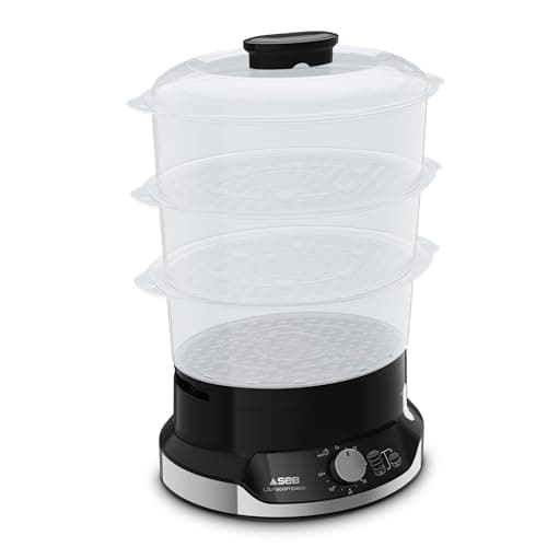Seb Ultracompact Steamer, Healthy Cooking, 9 L, 800 W, 3 Stackable Bowls, Rice and Cereal Tray, 60 Minute Timer, Automatic Shut-off, Visible Water Level, Easy to Store VC204800 - Image 2