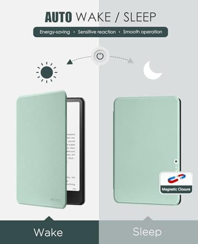 MoKo Case Compatible with 7 inch Kindle Paperwhite (12th Generation-2024) and Kindle Colorsoft Signature Edition 2024, Lightweight Case with Auto Wake/Sleep for Kindle Paperwhite 2024, Agave Green - Image 6