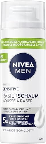 NIVEA Men Sensitive Shaving Foam (50 ml), Shaving Foam for Sensitive Skin, Soft Shaving Foam for Men with Chamomile, Pro-Vitamin B5 and Vitamin E - Image 3