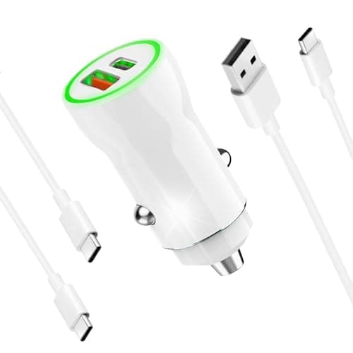 MUTTO Mini USB C Car Charger, 2 Pack USB C Cable + 2 USB Type C and USB Car Charger Adapter Dual Port QC3.0/2.4A for iPhone 15 Samsung iPad Mobile Phone - Image 2