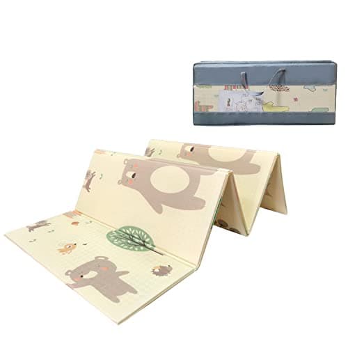 Mamabrum baby play mat 195 x 176 x 1cm non toxic thick floor mat thick foam mat foldable waterproof non-slip portable teddy bear and horses - Image 2