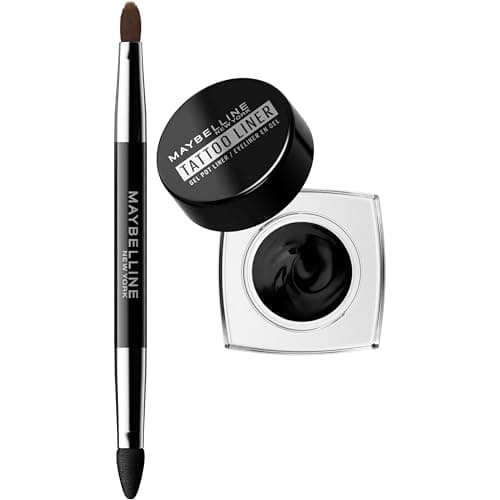 Maybelline New York Gel Eyeliner Pinceau professionnel 2 en 1 résistant à l'eau et longue durée Tenue jusqu'à 24 heures Tattoo Liner Gel Pot Teinte 950 Noir - Image 3
