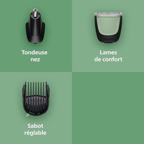 Philips Tondeuse tout-en-un Multigroom série 3000 7 accessoires - Tondeuse pour barbe et cheveux, Lames auto-affûtées respectueuses de la peau, 10 hauteurs de coupe, Modèle MG3930/15 - Image 7
