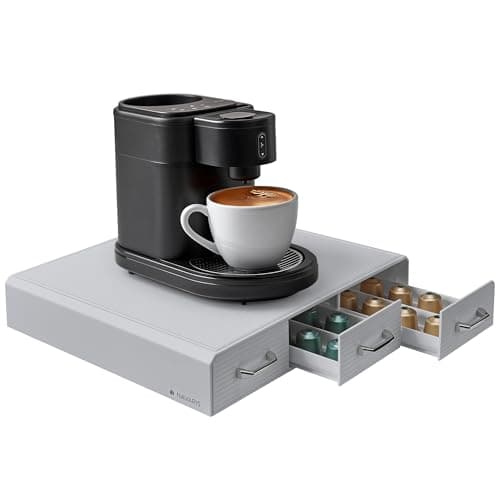Navaris Coffee Capsule Drawer – Coffee Machine Pod Holder Compatible with Nespresso CBTL K-Cups with 3 Drawers – Storage Pods 48 Capsules – Grey - Image 2