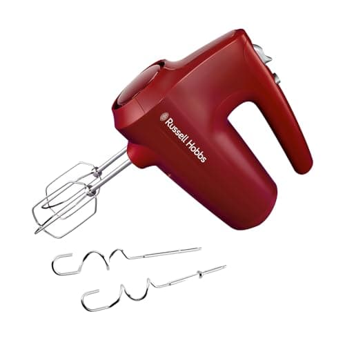 Russell Hobbs Electric Beater [Hand Mixer & Blender] Desire Red (5 Speed + Turbo, 2 Whisks and Dough Hooks Chrome Dishwasher Safe, Ergonomic, Base, 350W) 27152-56 - Image 2