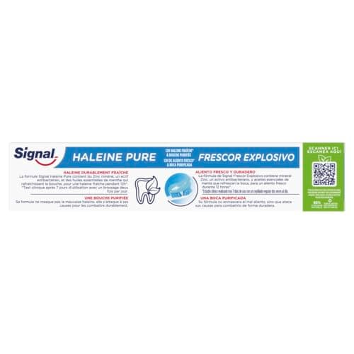 Signal - Pure breath toothpaste - 12h fresh breath - Purified mouth - 95% ingredients of natural origin - 75 ml - Image 3