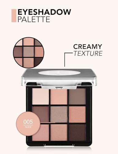 Flormar Palette Fard à Paupières – 9 Teintes aux Finitions Mates & Scintillantes – Texture Crémeuse, Haute Pigmentation & Longue Tenue – Maquillage des Yeux Naturel ou Intense, 005 Nude Dude - Image 3