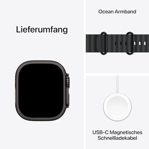 Apple Watch Ultra 2 [GPS + Celular, 49mm] Titanium Case with Black Ocean Strap, One Size (Refurbished) - Image 8