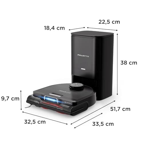 Rowenta X-Plorer Series 220+ Animal Robot Vacuum Cleaner, Extra Large Brush, Vibrating Mop XL, 5600 Pa, Laser Navigation RR9495WH, Black - Image 3