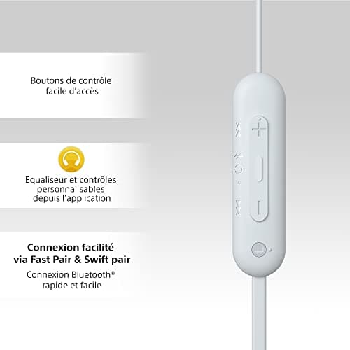 Sony WI-C100 Wireless Bluetooth Earphones - Up to 25 Hours of Battery Life - Built-in Microphone for Phone Calls - Compatible with Voice Assistants - White - Image 7