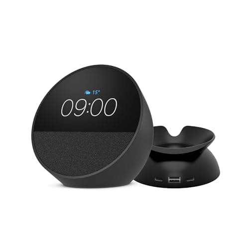 Echo Spot (newest gen), Smart alarm clock with vibrant sound + Made for Amazon Stand with USB-C and USB-A Charging Ports for Echo Spot - Image 3
