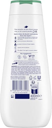 DOVE - Crème de douche Advanced Care Nutrition intense - Respecte la peau - Testé dermatologiquement - Sensation de peau douce pendant 24h (lot de 2x 400ml) - Image 5