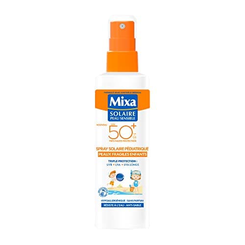 Mixa - Spray Solaire Pédiatrique SPF50+ Peaux Fragiles Enfants - Hypoallergénique, sans parfum, triple protection UVA, UVB, UVA longs - Image 2