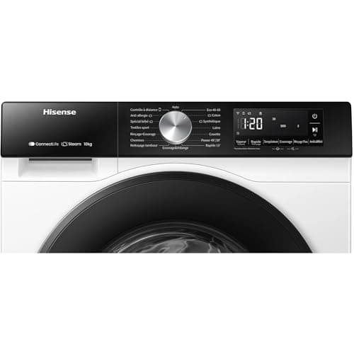Hisense WF3S1043BW3 Steam Washing Machine, Class A, 10.5 kg, WiFi Connectivity, 99.9% Steam Function, Car Wash, Quick Wash 15 Inch, PureJet, White - Image 6