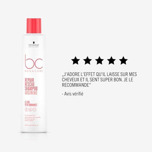 Schwarzkopf Professional Bonacure Repair Rescue Shampoo Pour Cheveux Abîmés Complexe De Soins Végan Avec Arginine Cell Equalizer Technology Hydratant Force Intérieure Sans Sulfate 250 ml - Image 7