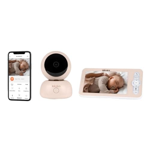 BÉABA, Babyphone, Ecoute Bébé Vidéo 2 en 1, Ecran/Application mobile dédiée, Caméra HD, Rotation à 360°, Vision Nocturne, Talkie Walkie, Berceuses, Contrôle température et humidité, Zen Premium Argile - Image 2