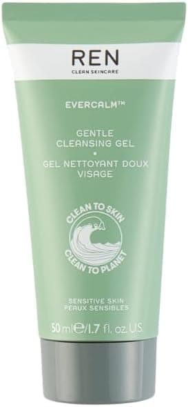 REN Evercalm Gentle Cleansing Gel - Soothes, Moisturizes and Cleanses Sensitive Skin, Strengthens Skin Barrier, 50ml