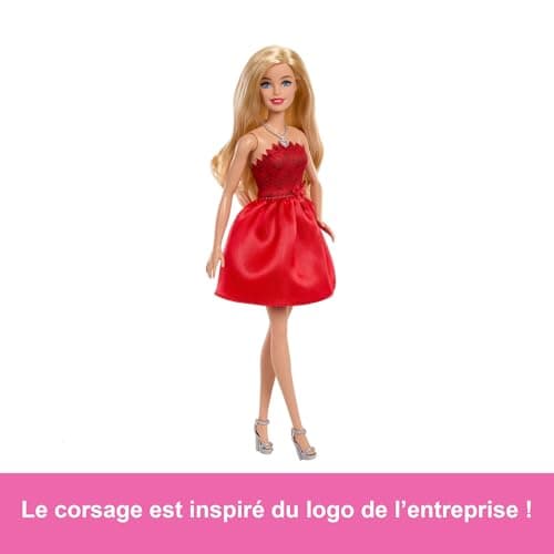 Barbie Mattel 80th Birthday Blonde Doll with Red Dress, Silver Shoes and Necklace, Collectible Toy, JGD25 - Image 4