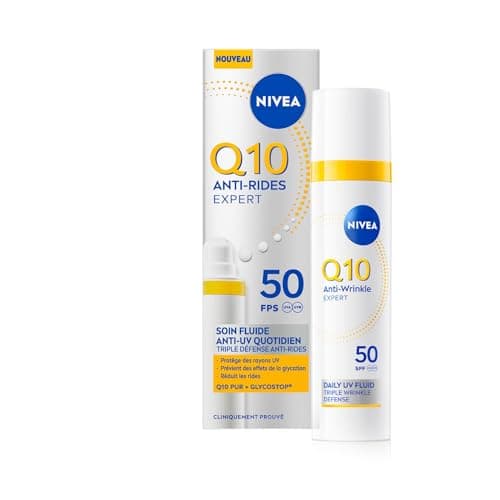 NIVEA Q10 Anti-Rides Expert - Fluide Anti-UV Quotidien FPS 50 - Soin Visage Combleur De Rides - Haute Protection UVA/UVB - 12H Anti-Brillance - Q10 Pur & Glycostop - Tous Types De Peaux - 40 ml - Image 2