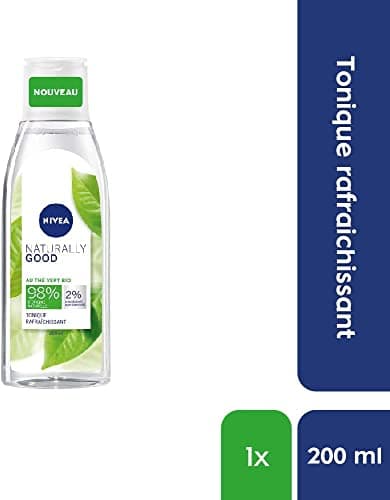 NIVEA NATURALLY GOOD Tonique Fraîcheur 200 ml, Lotion tonique enrichie en extrait de Thé Vert Bio, lotion nettoyante pour tous types de peaux - Image 3