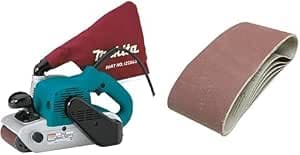 Makita 9403 Belt Sander Limage 100 mm 1200W & Silverline 730880 5 Sanding Belts 100 x 610 mm Grit 40